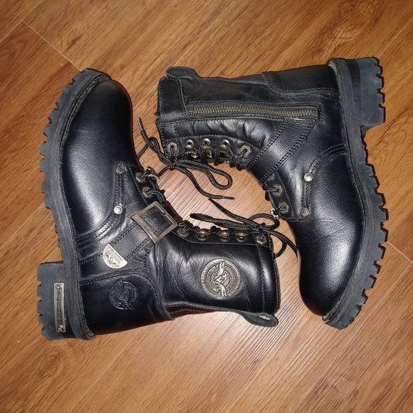 Sold - Milwaukee Leather MBL201 Women's Black Lace-Up Motorcycle Rider Boots - Picture 8 of 10